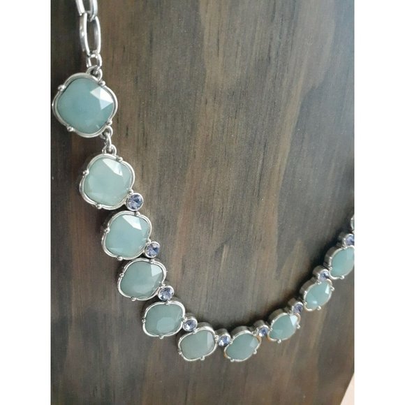 Lia Sophia Thea Clover Necklace Blue rhinestone Crystals Choker Collar statement - Picture 5 of 5